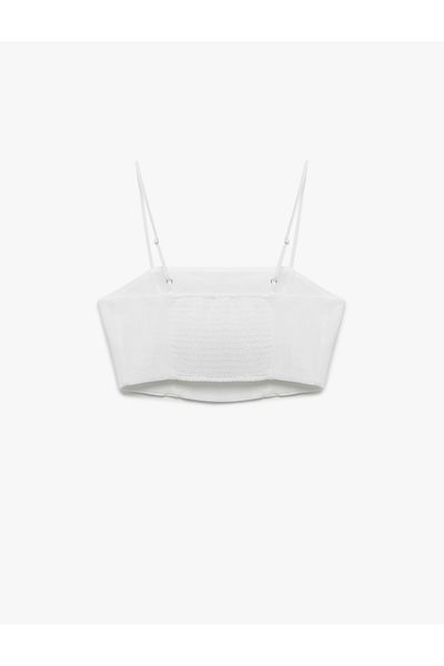 Koton Cotton Back Gipe Detailed Thin Strap Crop Bustier