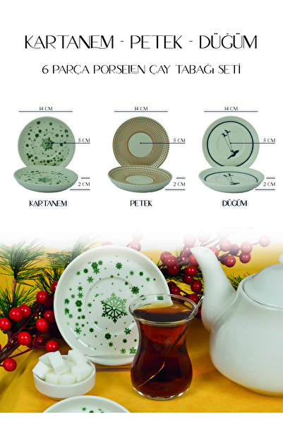 Farika Porselen Kartanem Set of 6 Porcelain Tea Plates