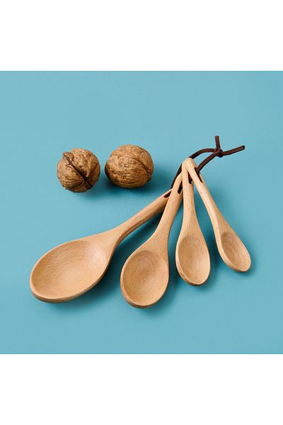 AROW Set of 4 Bamboo Spoons - Light Brown
