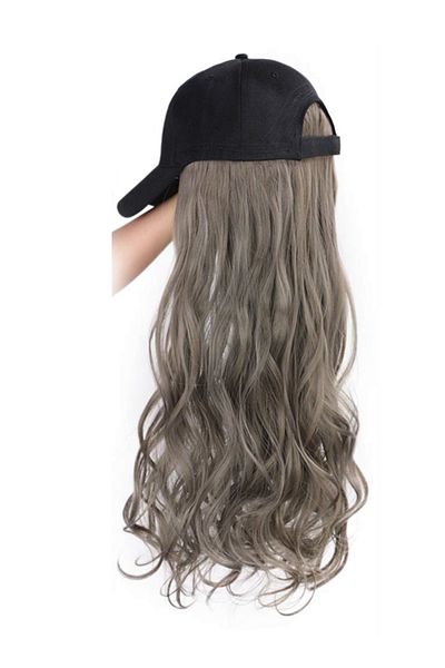 ETG Black Baseball Cap High Temperature Silk Big Wave Synthetic Wig