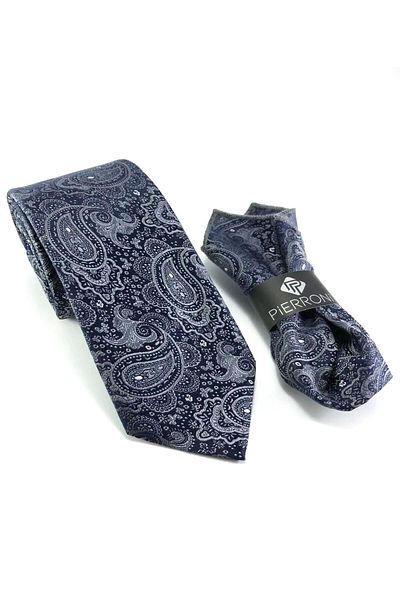 PİERRONİ Gray Shawl Pattern Handkerchief Tie