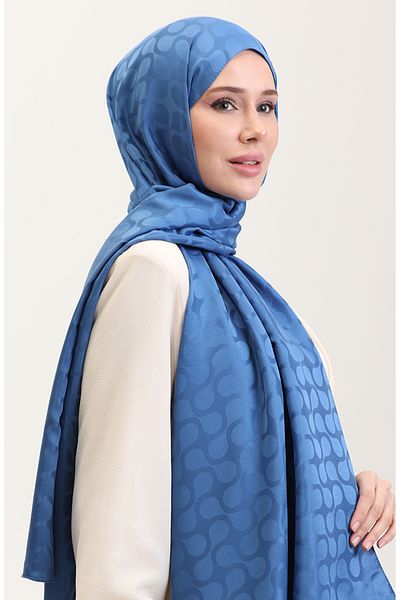 sefamerve Σάλι ζακάρ με μοτίβο Indigo Bloom 90183-03