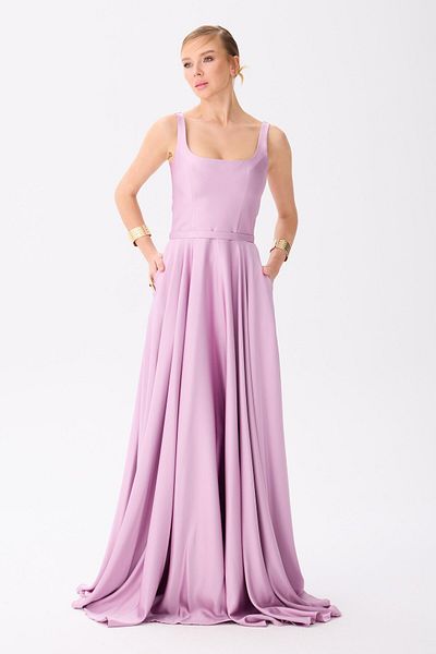 Carmen Rochie de seara din satin cu decolteu patrat lavanda