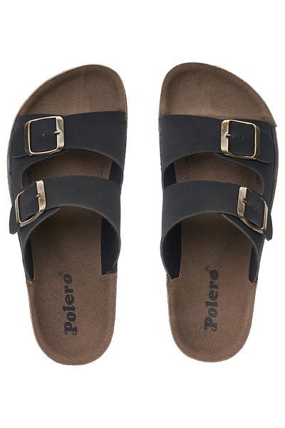 İmerShoes Daily Unisex Double Buckle Banded Cork Sole Slippers 77734 - 34132