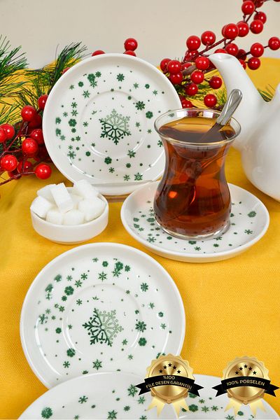 Farika Porselen Kartanem Set of 6 Porcelain Tea Plates