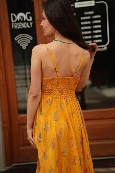 Miss Boheme Sarı İpek Elbise