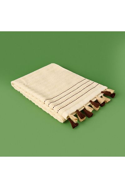 Evidea Soft Tasseled Face Towel - Beige - 50X90 cm