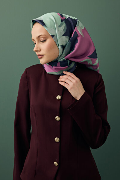 Qef Floral Aqua Green Twill Twill Scarf