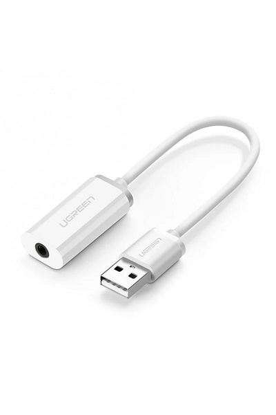 Ugreen | محول صوت ستيريو خارجي USB-A | أبيض
