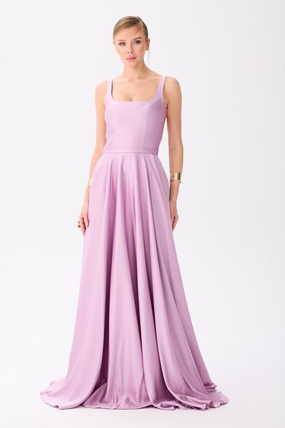 Carmen Rochie de seara din satin cu decolteu patrat lavanda