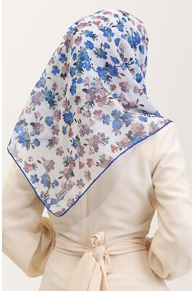 sefamerve Βαμβακερό κασκόλ με σχέδιο 2073-05 Saks Dark Lilac