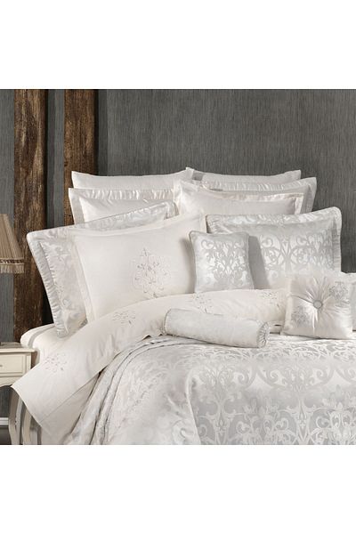 Solinas Collection Eliz White - Silver Glitter Double Bedding and Duvet Cover Set