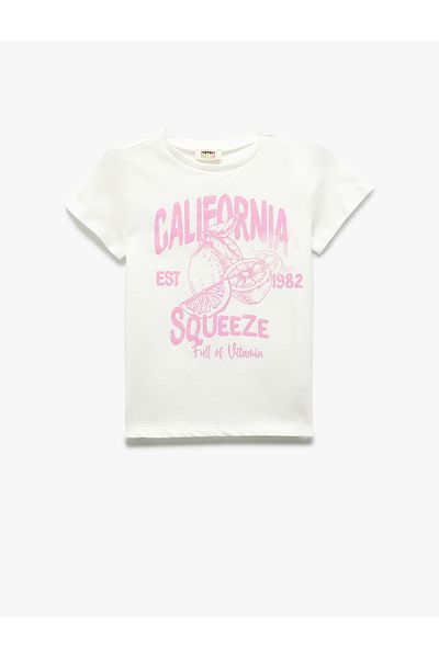 Koton Printed Cotton Crew Neck Short Sleeve T-Shirt