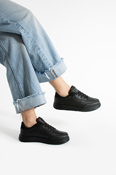 Getcho Feyen Kadın Siyah Kadın Spor Ayakkabı Düz Taban Rahat Günlük Kullanım İçin Yazlık Hafif Sneaker
