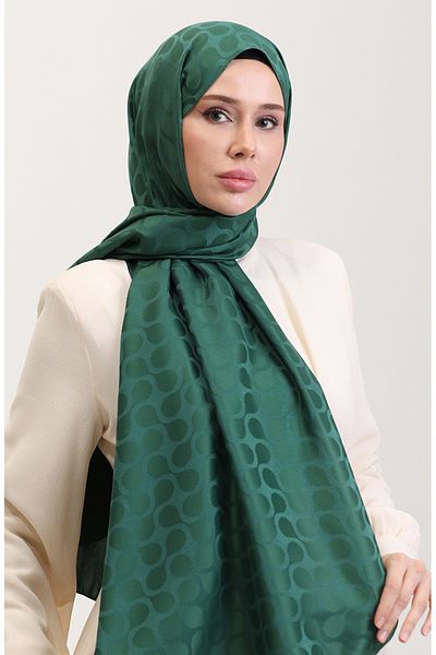 sefamerve Σάλι ζακάρ με μοτίβο Bloom 90183-10 Emerald Green
