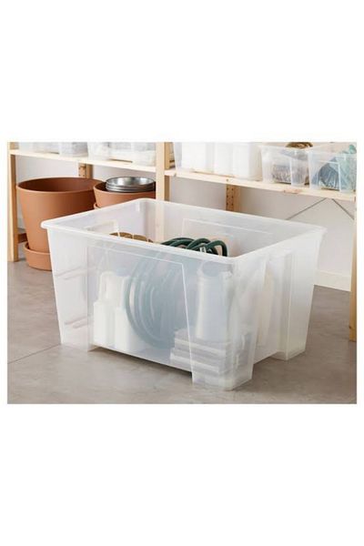IKEA SAMLA Storage Box with Wheels, Transparent, 78x56x43 cm, 130L