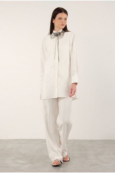 HEQA Ecru Basic Modal Shirt