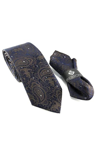 PİERRONİ Brown Shawl Pattern Handkerchief Tie