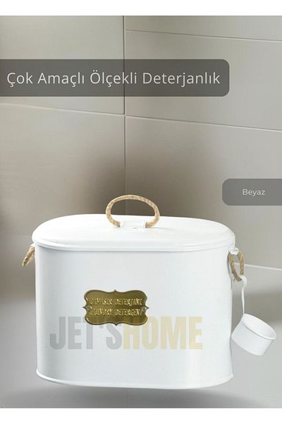 Jet's Home Κάδος πλυντηρίου - Μεταλλικό κουτί πιάτων, δοχείο απορρυπαντικού ζυγαριάς και ανοξείδωτο λευκό