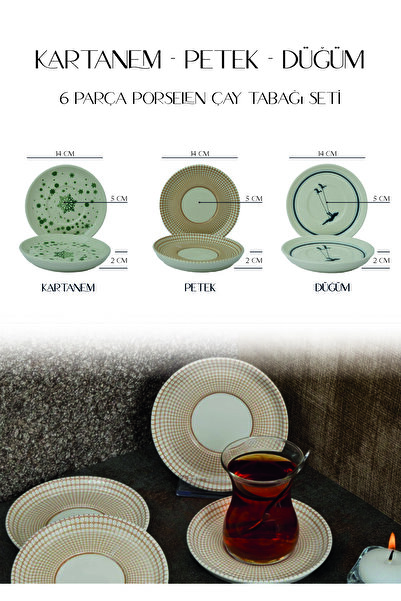 Farika Porselen Honeycomb Set of 6 Porcelain Tea Plates