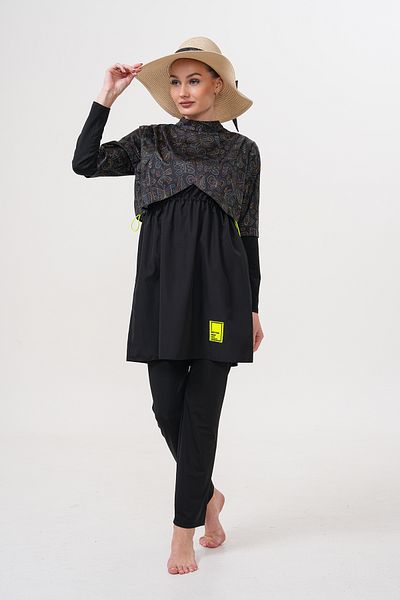 MAG FASHİON 3 Pieces of Hijab Swimsuit with Pleat Detail on the Shoulder Full Covered Swimsuit Plus Size Burkini
