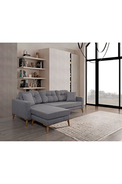 Mobilya Stant Most Handy Akıllı Köşe Koltuk Takımı Minderli Lüks Gri Keten Kumaş (Evinize Teslim)