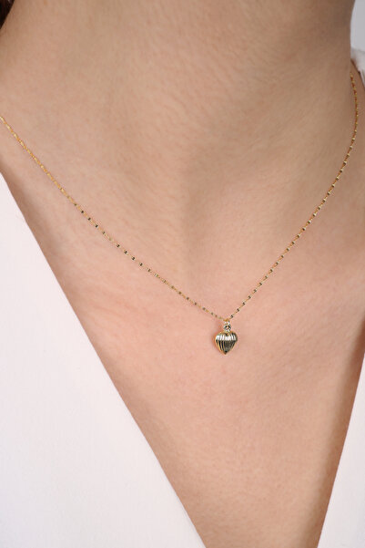 DİAMİNE PIRLANTA 14 Ayar Altın Kalpli Zincir Kolye