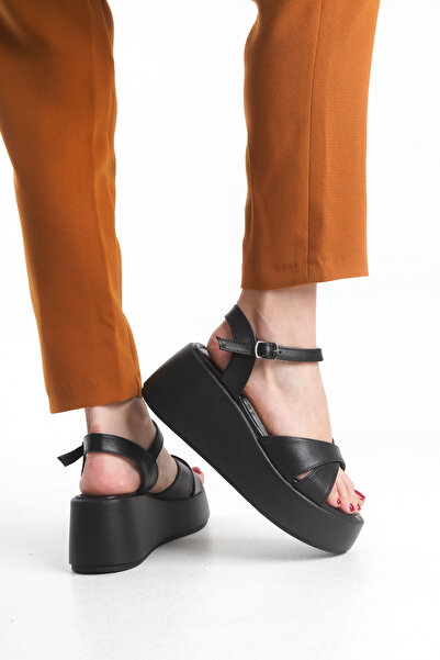 Limeo High Padded Sole Cross Thick Stripe Summer Women's Sandals Shoes