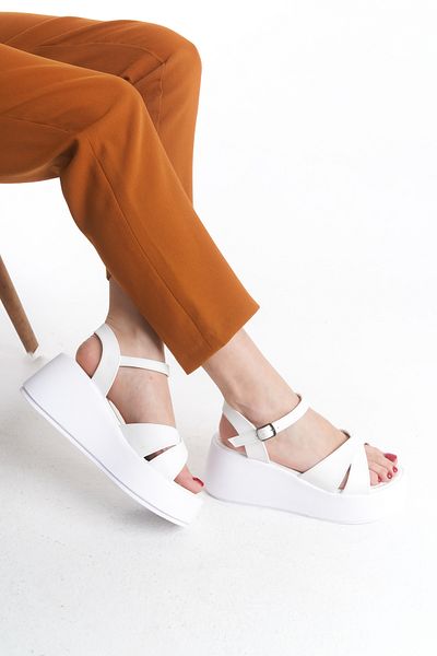 Limeo High Padded Sole Cross Thick Stripe Summer Women's Sandals Shoes