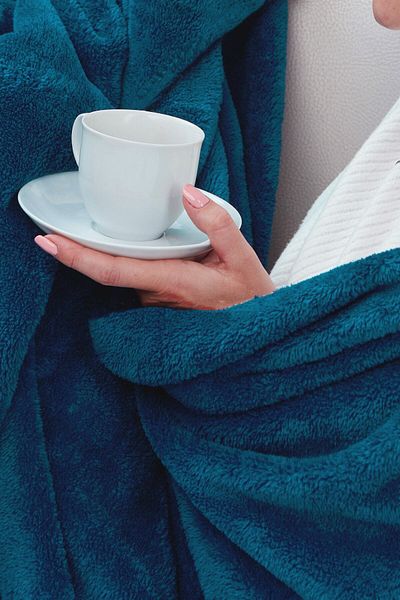 Mislina Home Pătură TV Single Deluxe Wellsoft Albastru Petrol - 150x200 Cm