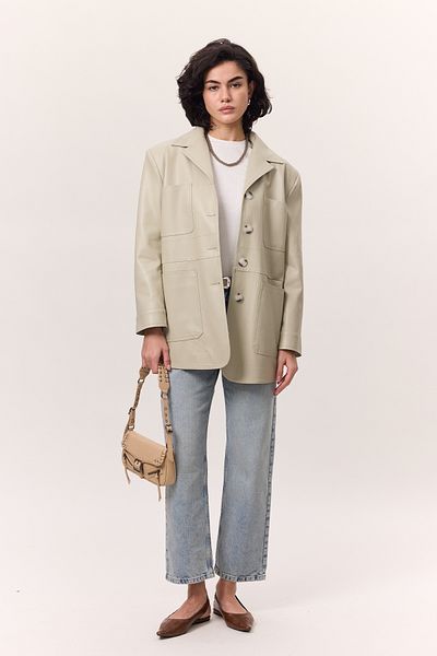 Manuka Retro Leather Jacket - Çağla