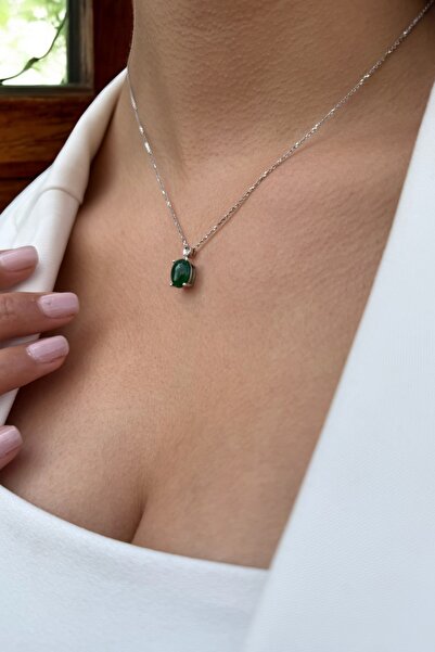 Utku Kuyumculuk 14 AYAR 2,54 CT ZÜMRÜT TAŞLI VE PIRLANTA TAŞLI ALTIN KOLYE