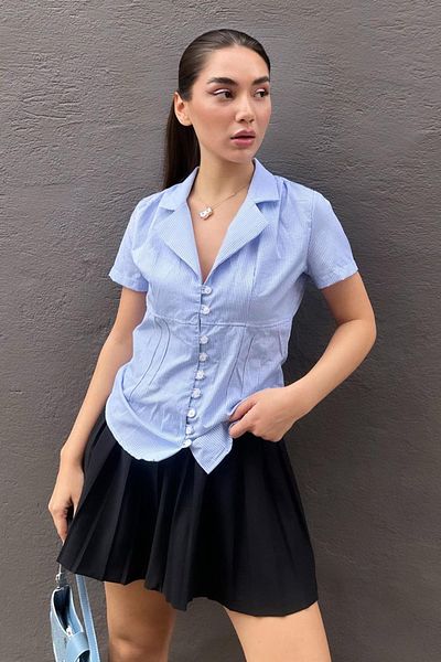 Madmext Cămașă de damă Baby Blue Gingham Mg2359
