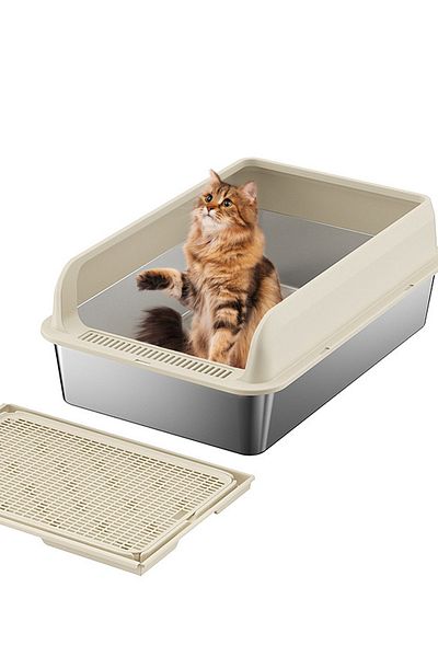 KidLe Large Stainless Steel Cat Litter Box Kitty Litter Box
