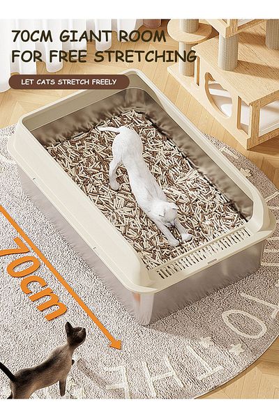 KidLe Large Stainless Steel Cat Litter Box Kitty Litter Box