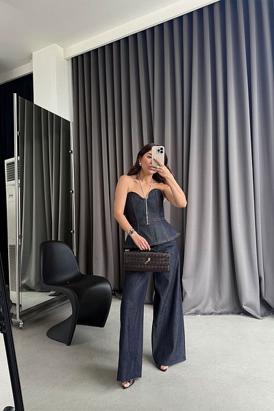 Özge Özgenç Blugi largi cu buzunare laterale