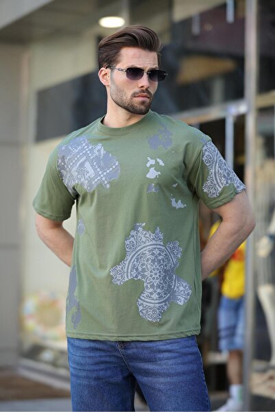Madmext Ανδρικό T-Shirt Khaki 100% βαμβακερό σχέδιο E7142