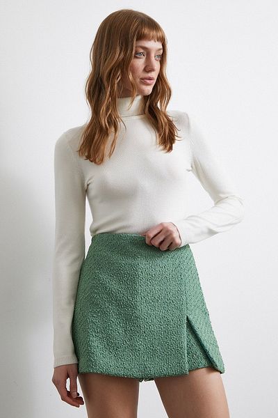 Never more Slit Green Skirt Shorts