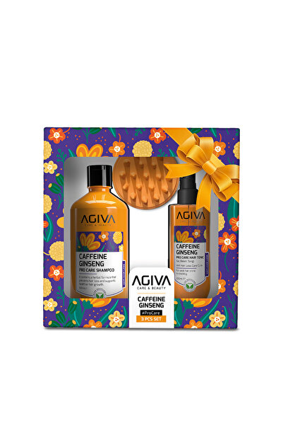 Agiva Caffeine Ginseng Şampuan 500 ml & Saç Toniği & Masaj Tarağı 3'lü Set