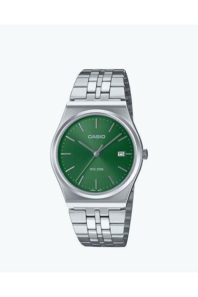 Casio Casio Men's Analog Quartz Watch with Green Dial and Stainless Steel Strap MTP-B145D-3AVDF