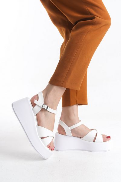 Limeo High Padded Sole Cross Thick Stripe Summer Women's Sandals Shoes