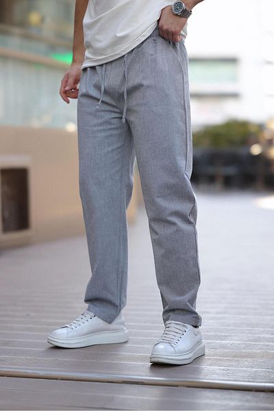 Madmext Ανδρικό παντελόνι Navy Blue 100% βαμβακερό χαλαρό κοψίδι E6565