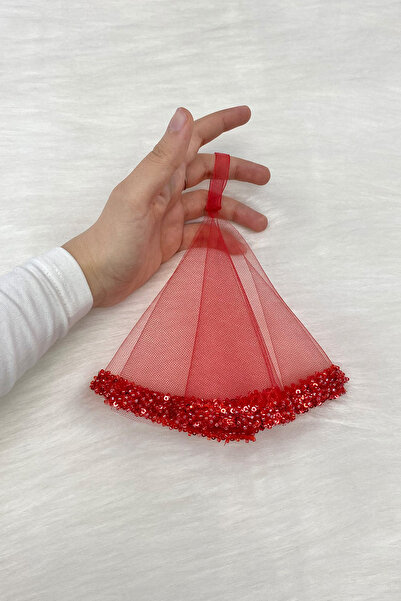 ZEYMERADE Kırmızı Gelin Damat Halay Mendili, Cam Boncuk Ve İncili, Kına Geces...