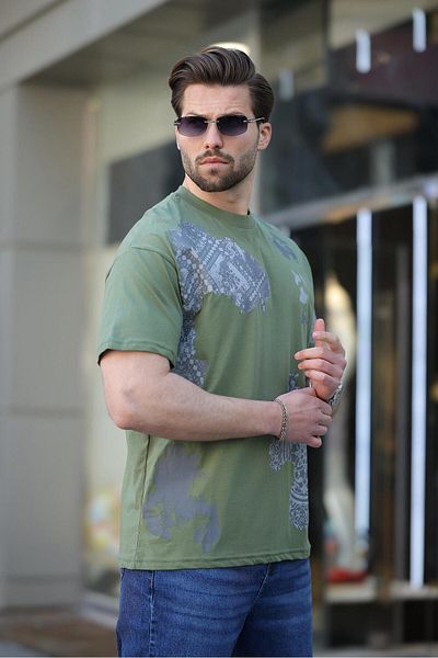 Madmext Ανδρικό T-Shirt Khaki 100% βαμβακερό σχέδιο E7142