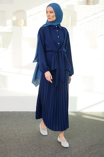 LOCCO Women's Shirt and Suit Binding Details in Navy Blue