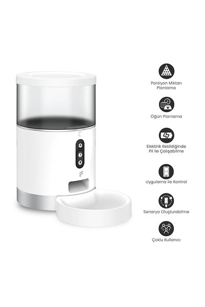 Fonri Cat Dog Smart Food Bowl, Automatic Food Bowl, Wifi, 4Lt, Remote Control, Adjustable Portion