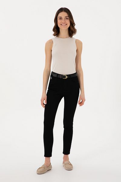 U.S. Polo Assn. Women's Black Toothpick Fit Canvas Trousers 50309087 -Vr046