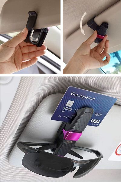 Buffer ®   2-Piece Glasses, Card, and Money Holder Attached to the Car Sun Visor