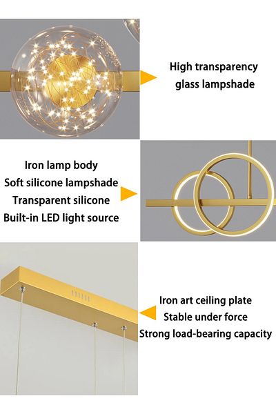 EqiEch Planet Smart LED Chandelier, 35W Adjustable Light for Office, Living Room, Dining, & Hallway