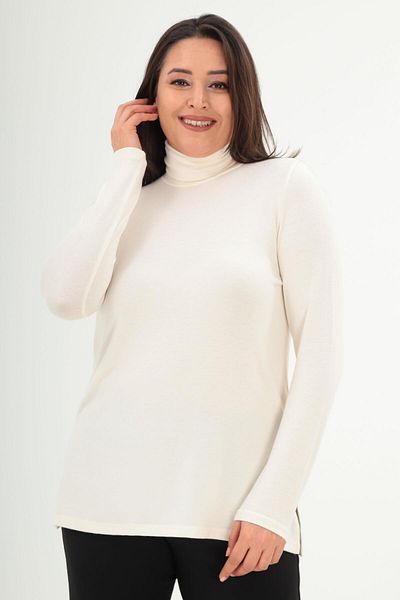 Trend42plus Turtleneck Ecru Knitwear